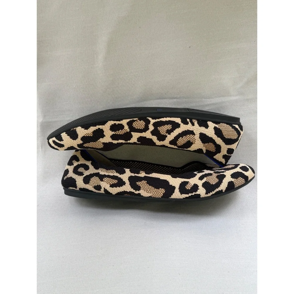 Rothys The Flat Wild Cat Leopard Animal Print Knit Ballet Flats W's 11 Round Toe